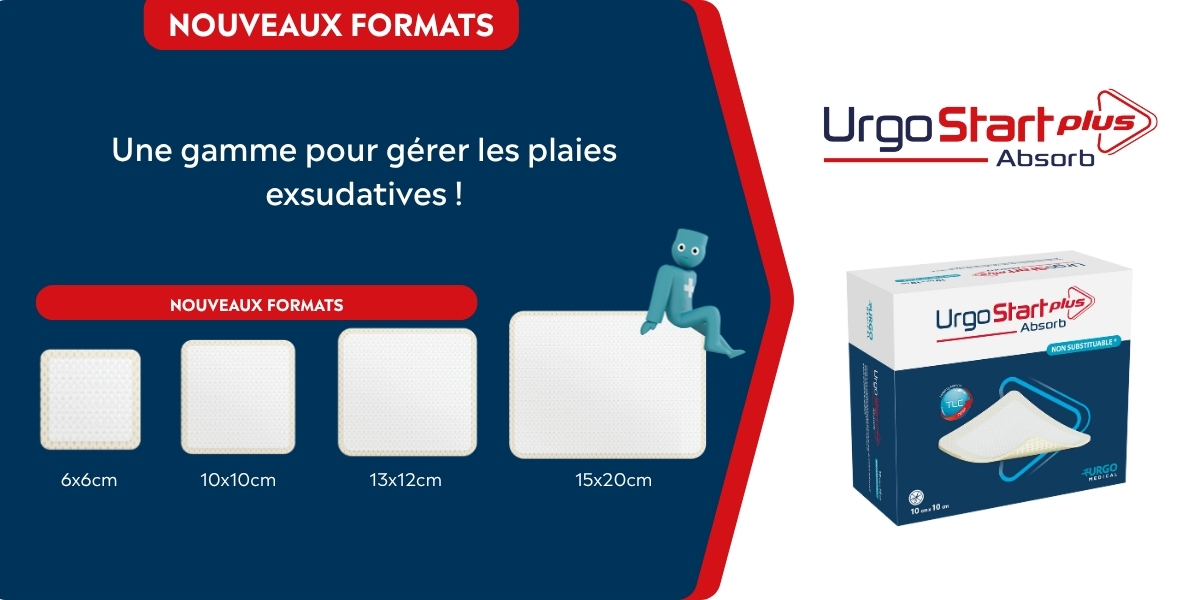 pop-up affichant les nouveaux formats de pansement UrgoStart Plus Absorb